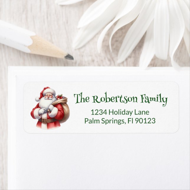 Santa Green Return Address Label (Insitu)