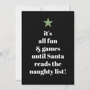 Santa Green Star Modern Tree Font Funny Quote Holiday Card