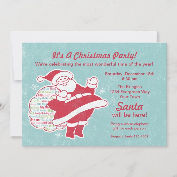 Santa Greetings Christmas Party Invitation | Zazzle.com