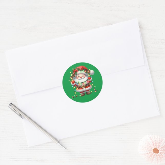 Santa Greetings Classic Round Sticker (Envelope)