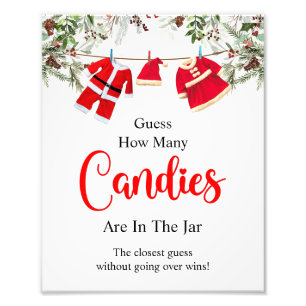 Santa Guess How Many Candies Game Sign