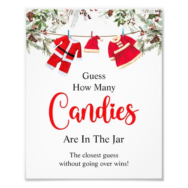 Santa Guess How Many Candies Game Sign (Front)