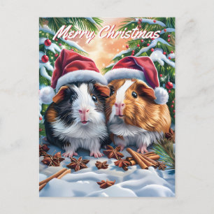 Santa Guinea Pigs Christmas Holiday Postcard