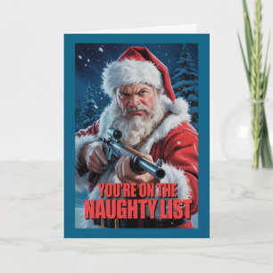 Santa Gun On The Naughty List Second Amendment Card