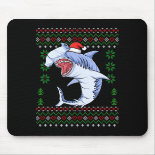 Santa Hammerhead Shark Christmas Ugly Xmas Sweater Mouse Pad