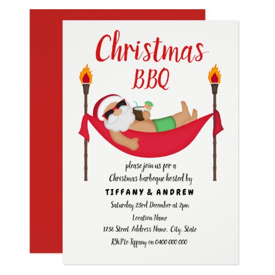 santa hammock summer christmas barbeque bbq invite zazzle com
