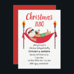 Santa Hammock Summer Christmas Barbeque BBQ Invite<br><div class="desc">Change the word BBQ to PARTY for a Christmas Party

Fully Customizable</div>