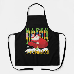 Santa Happy Chrismukkah Funny Hanukkah Christmas Apron