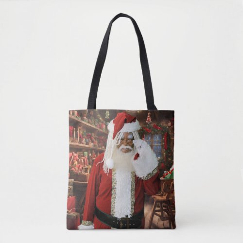 Santa Happy in His Workshop Tote Bag