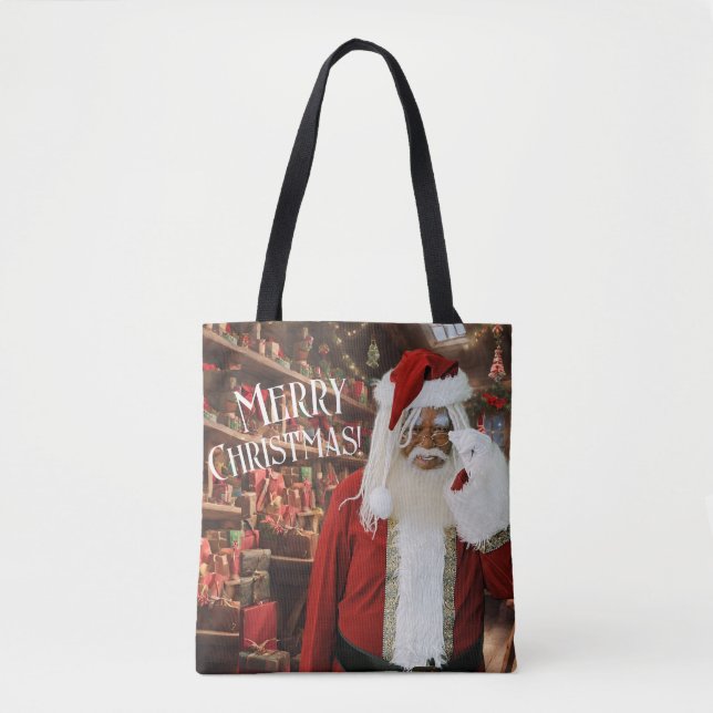 Santa Happy in His Workshop Tote Bag (Front)