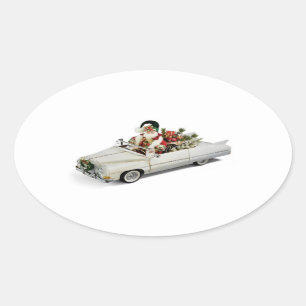 **SANTA HAS A BRAND NEW RIDE** CHRISTMAS OVAL STICKER