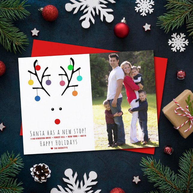 Santa Has A New Stop! Modern Moving Photo Holiday Card (Creator Uploaded)