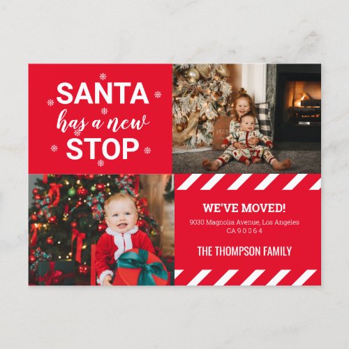 Santa has a new Stop Weve Moved Photo Moving Announcement Postcard