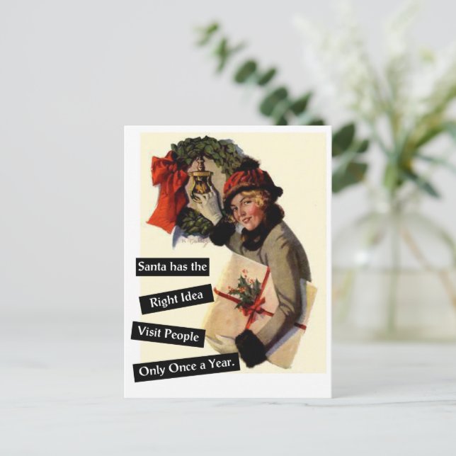 Santa has the right idea... holiday postcard (Standing Front)