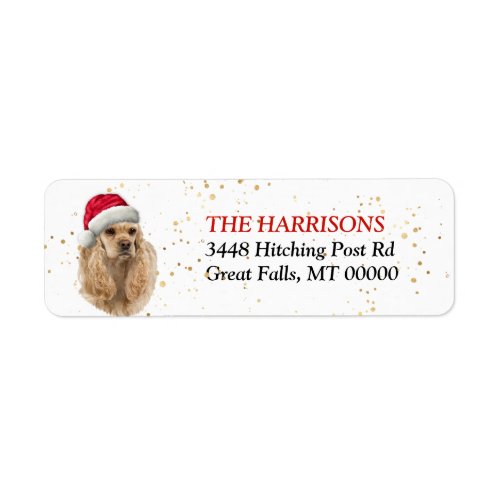 Santa Hat American Cocker Spaniel Return Address Label