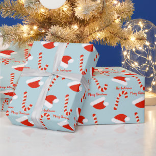 Santa Hat and Candy Cane Wrapping Paper