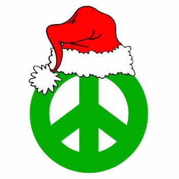 Santa Hat And Peace Symbol Statuette by holidaysboutique at Zazzle