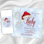 Santa Hat and Snowflakes Christmas Baby Shower Invitation<br><div class="desc">Adorable red Santa hat and pretty snowflakes gender neutral Christmas baby shower invitation. This beautiful snowflake baby shower invitation is great for a girl or a boy, and also for a Christmas gender reveal baby shower. You can easily customize this Christmas baby shower invitation for your event by simply adding...</div>