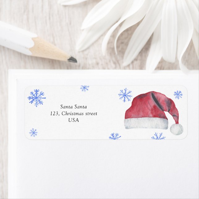Santa hat and snowflakes label (Insitu)