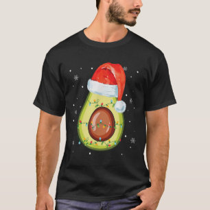 Santa Hat Avocado Merry Christmas Vegan Pajama T-Shirt