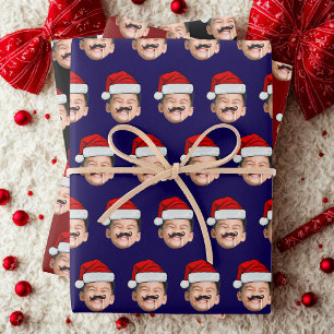 Santa Hat Baby Christmas Gift Wrap, Baby Face Wrapping Paper Sheets