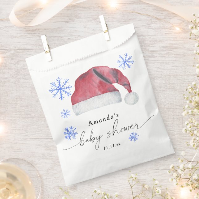 Santa Hat - baby shower  Favor Bag (Clipped)