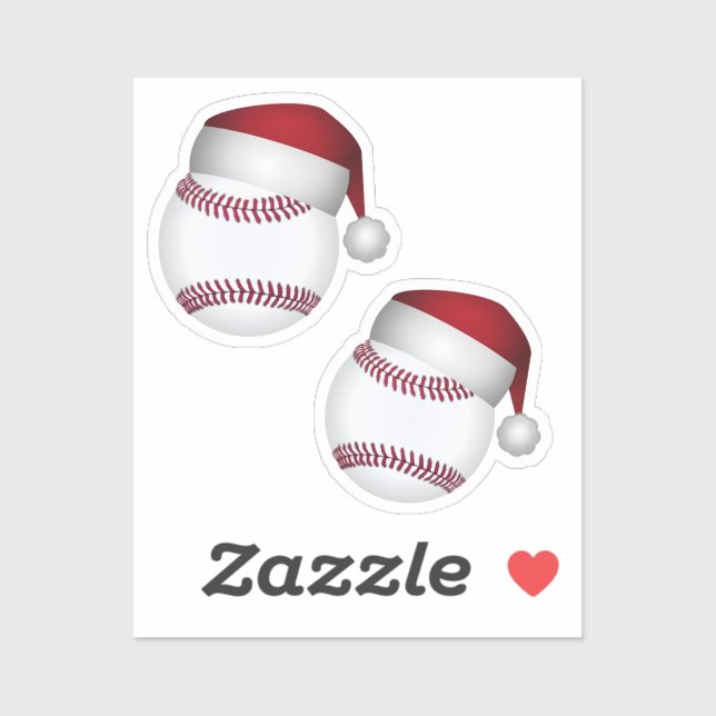 Santa Hat Baseball Christmas Sticker (Sheet)