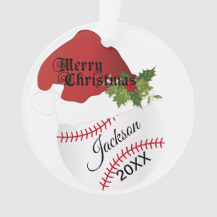 Santa Hat Baseball Design DIY Name Ornament