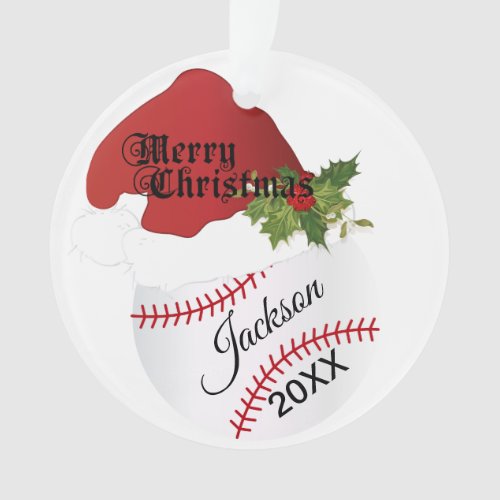 Santa Hat Baseball Design  DIY Name Ornament