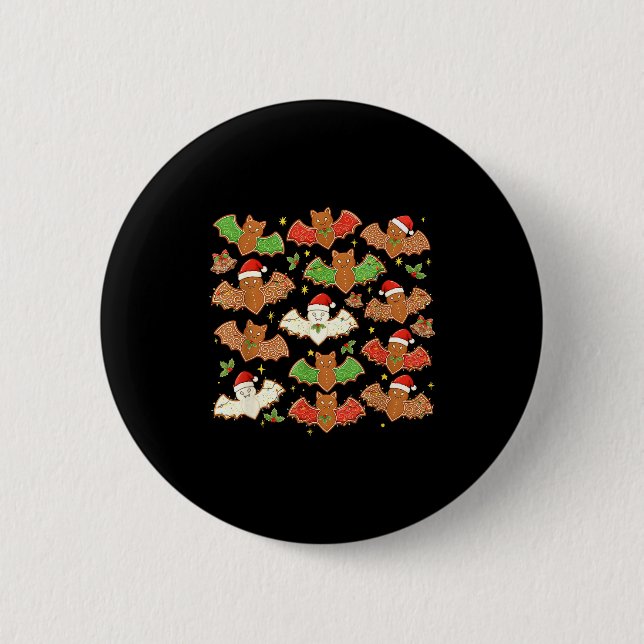 Santa Hat Bat Soky Christmas Gingerbread Bats Xmas Button (Front)