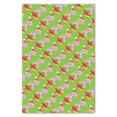 Santa hat bear candy red green white tissue paper