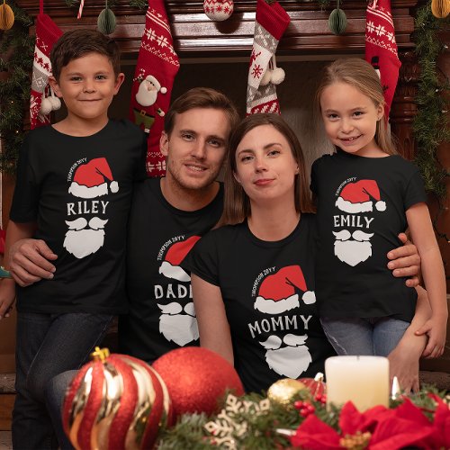 Santa Hat  Beard Add Name Family Christmas T_Shirt