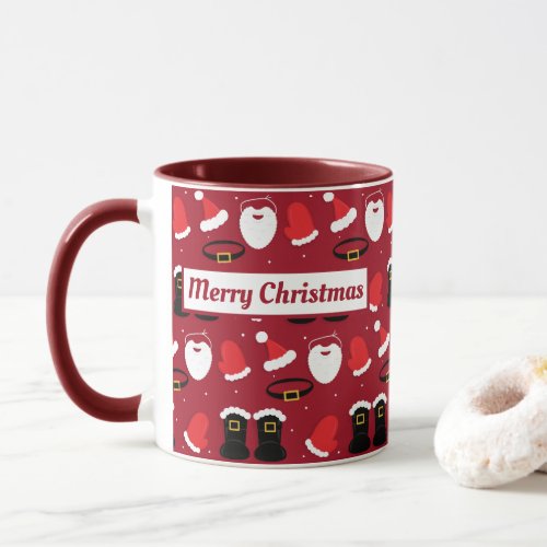 Santa Hat Beard Boots Merry Christmas Holiday Mug