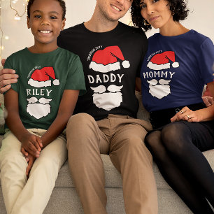 Santa Hat & Beard Daddy Family Christmas T-Shirt
