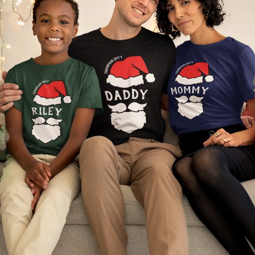 Santa Hat  Beard Daddy Family Christmas T_Shirt