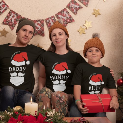 Santa Hat  Beard Mommy Family Christmas T_Shirt