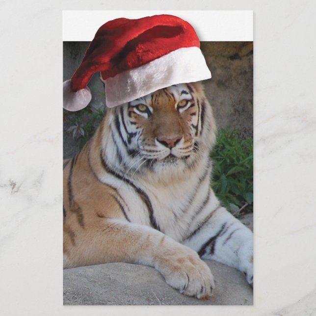 Santa Hat Bengal Tiger Stationery (Front)