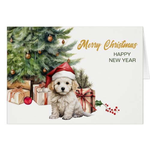 Santa Hat Bichon Frise Puppy Dog Christmas