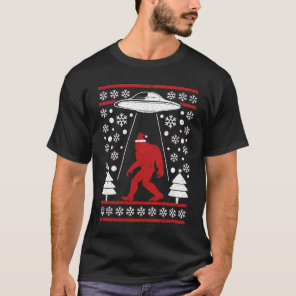 Santa hat Bigfoot Alien Ufo Sasquatch T-Shirt
