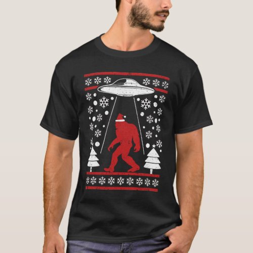 Santa hat Bigfoot Alien Ufo Sasquatch T_Shirt