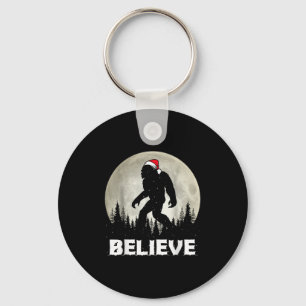 Santa Hat Bigfoot Believe Christmas Lights Rock Sa Keychain