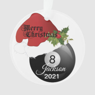 Santa Hat Billiard Design DIY Name Ornament