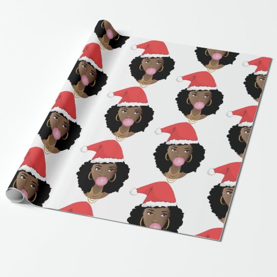 Santa Hat, Bubblegum - Christmas | Natural Beauty Wrapping Paper ...