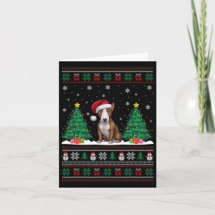 Santa Hat Bull Terrier Dog Xmas Tree Lights Ugly S Card