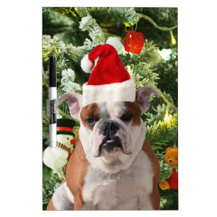 Santa Hat Bulldog Christmas Tree Snowman Gift Box Dry Erase Board