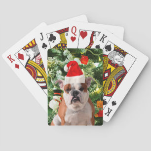 Santa Hat Bulldog Christmas Tree Snowman Gift Box Poker Cards