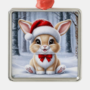 Santa Hat Bunny Ornament