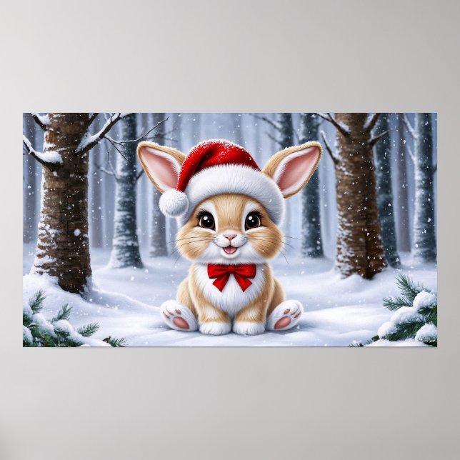Santa Hat Bunny Poster (Front)