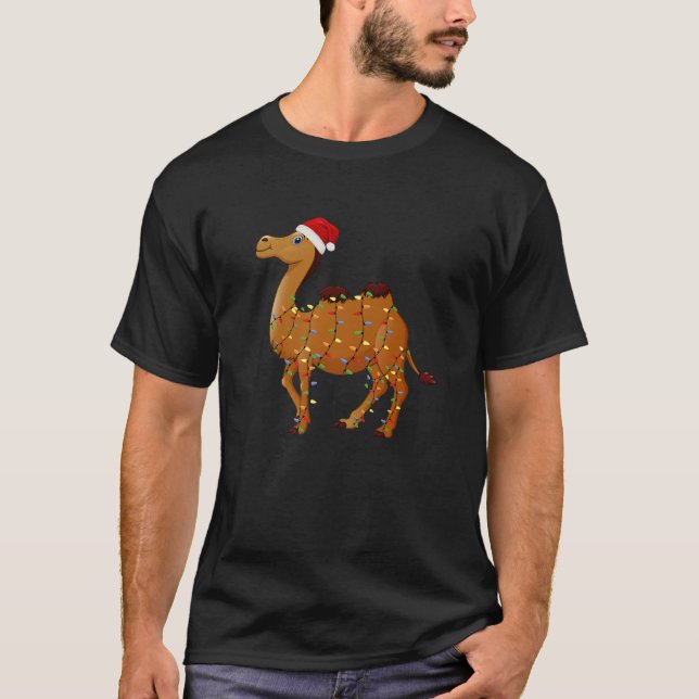 Santa Hat Camel Animal Lover Xmas Gift Ugly Camel T-Shirt (Front)