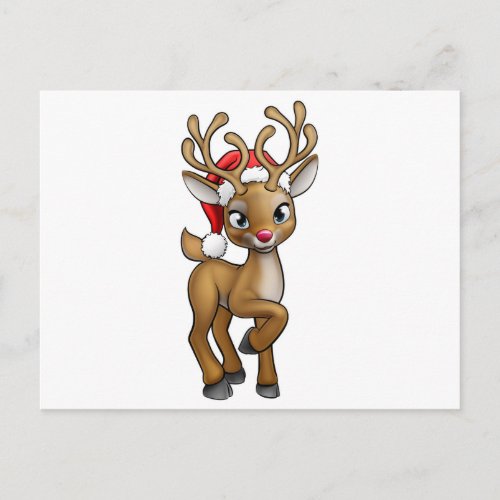 Santa Hat Cartoon Christmas Reindeer Holiday Postcard